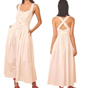 NWT Hunter Bell Cleo White Tank Button Front Belted Midi Dress Cotton 0